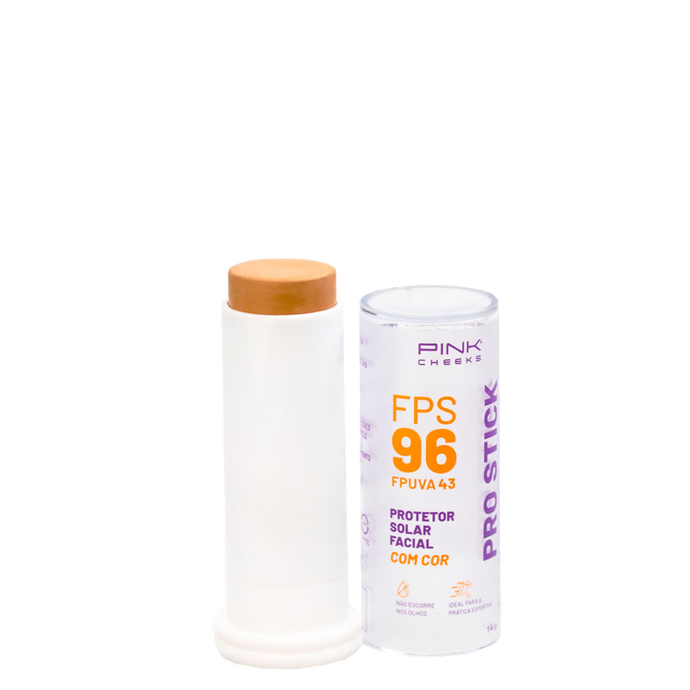 Protetor Solar Facial Com Cor Pink Cheeks Pro Stick Fps 96 Fpuva 43 Pro30 14 G