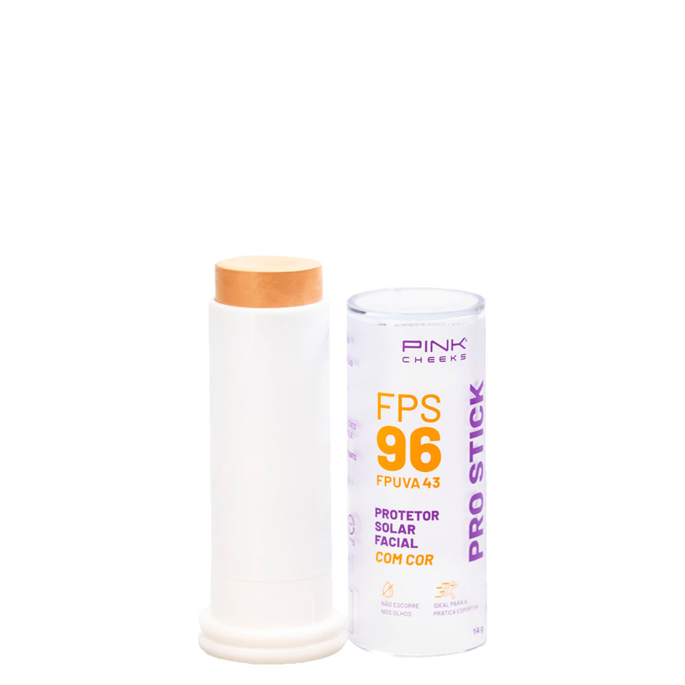 Protetor Solar Facial Com Cor Pink Cheeks Pro Stick Fps 96 Fpuva 43 Pro10 14 G