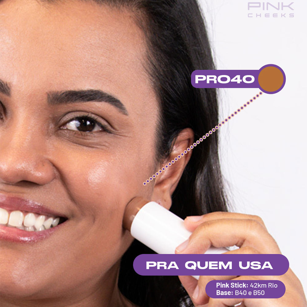 Protetor Solar Facial com Cor Pink Cheeks Pro Stick FPS 96 FPUVA 43 Pro40 14 g