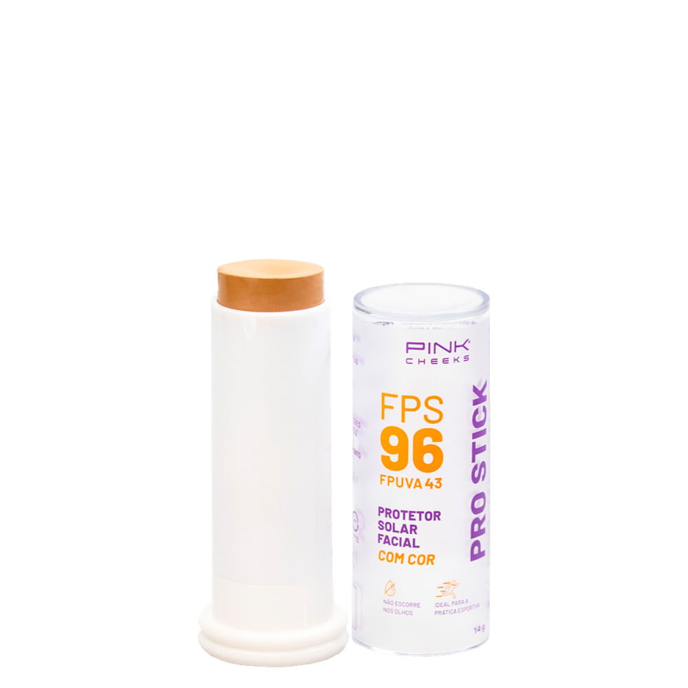 Protetor Solar Facial Com Cor Pink Cheeks Pro Stick Fps 96 Fpuva 43 Pro20 14 G