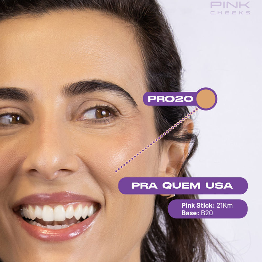 Protetor Solar Facial com Cor Pink Cheeks Pro Stick FPS 96 FPUVA 43 Pro20 14 g