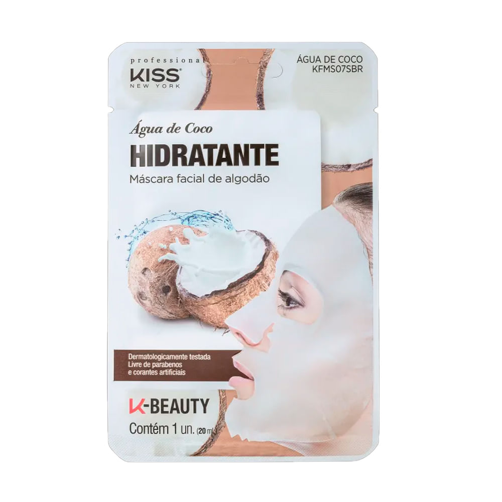 Máscara Facial Kiss New York Água De Coco Hidratação E Maciez
