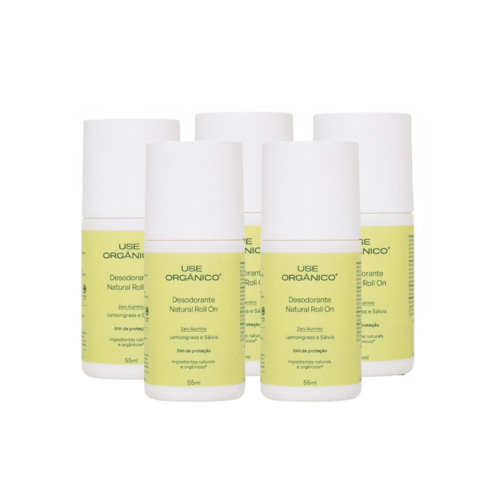 Kit Com 5 Desodorantes Naturais Lemongrass Sálvia Use Orgânico