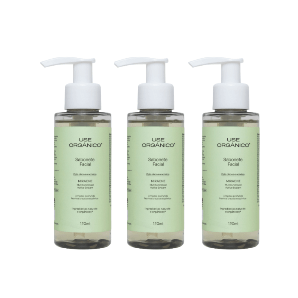 Kit Com 3 Sabonetes Faciais para Pele Oleosa Miracne Use Orgânico