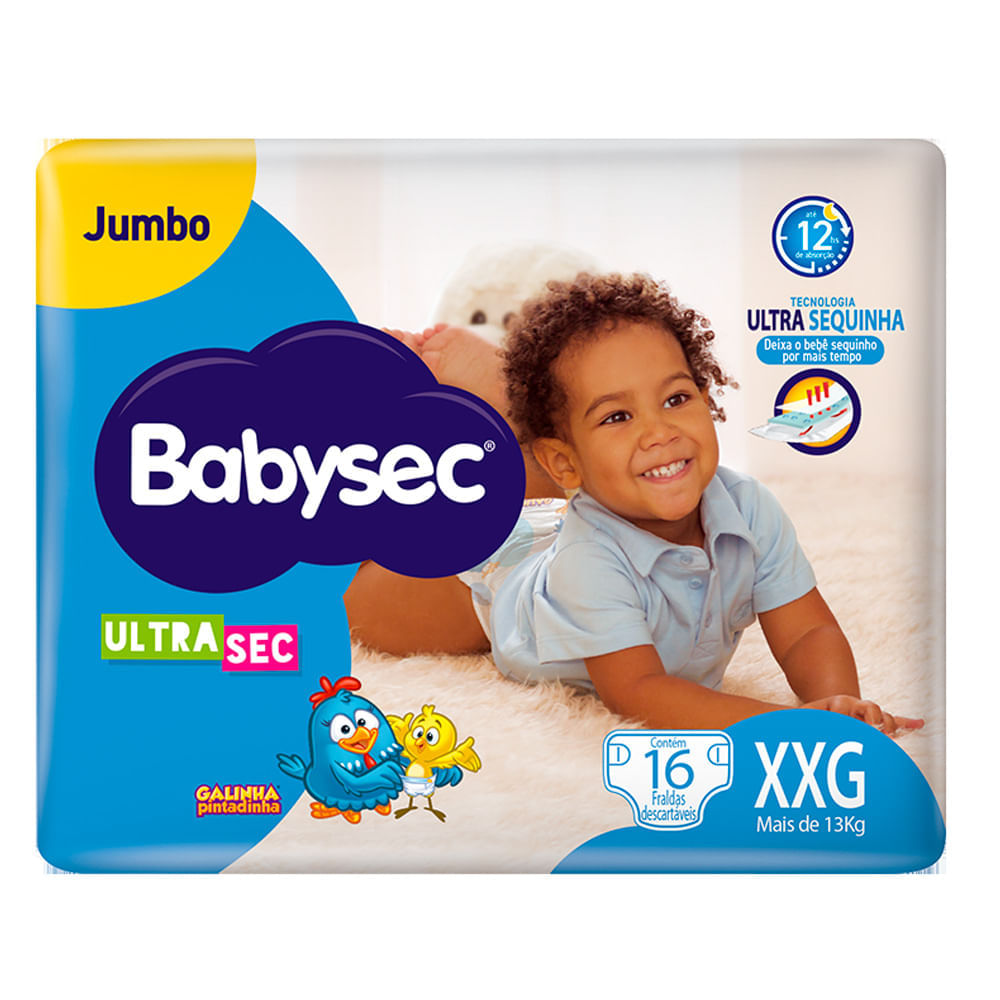 Fralda Descartável Babysec Ultra Sec Jumbo XXG 16 Tiras