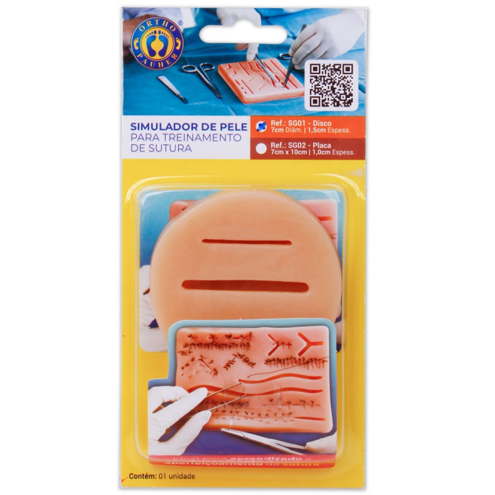 Simulador Pele Treinamento Sutura Disco 7X1.5cm - unidade
