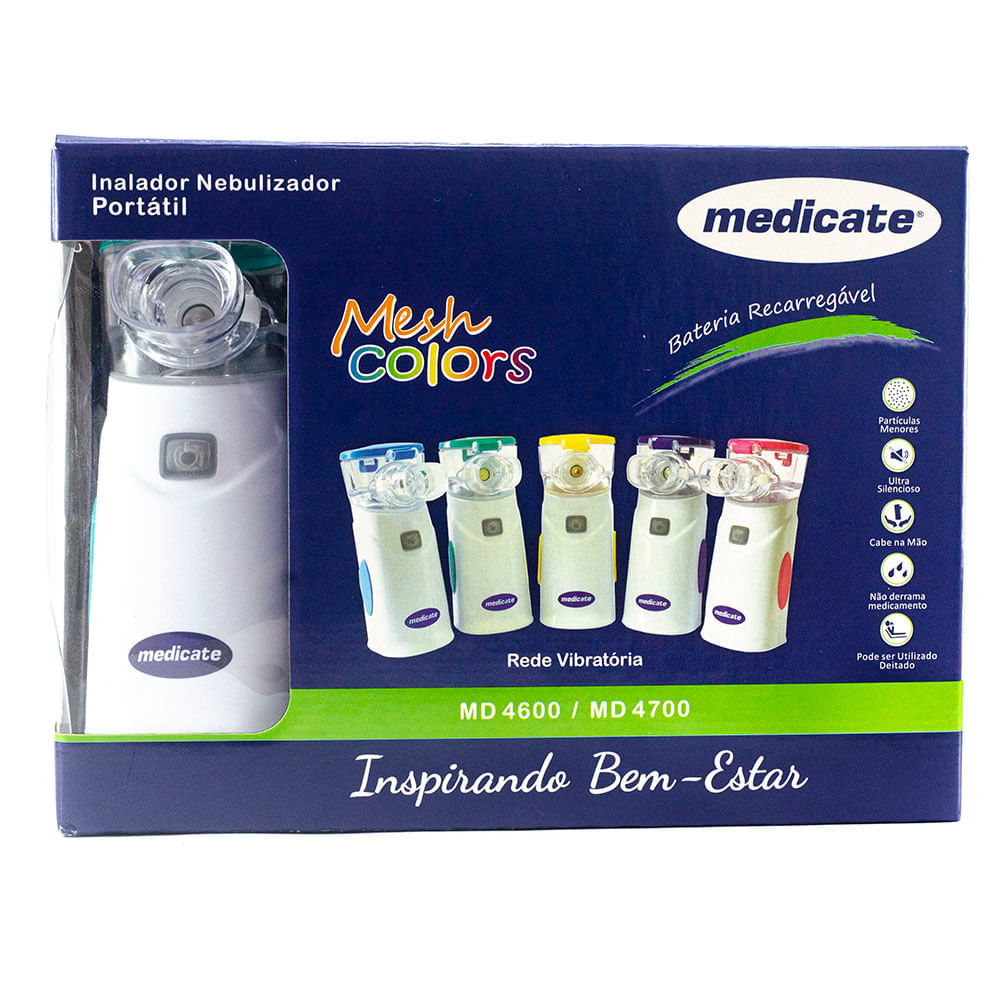 Nebulizador Portátil Air Mesh Colors MD4700 Medicate Verde Recarregável