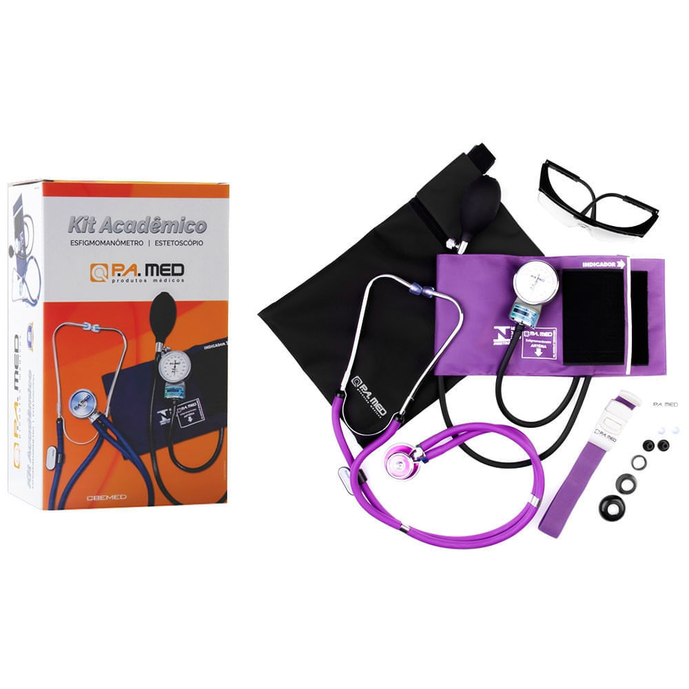 Kit Acadêmico Kpa257 P.a. Med Roxo Com Bolsa Ergonômica Preta