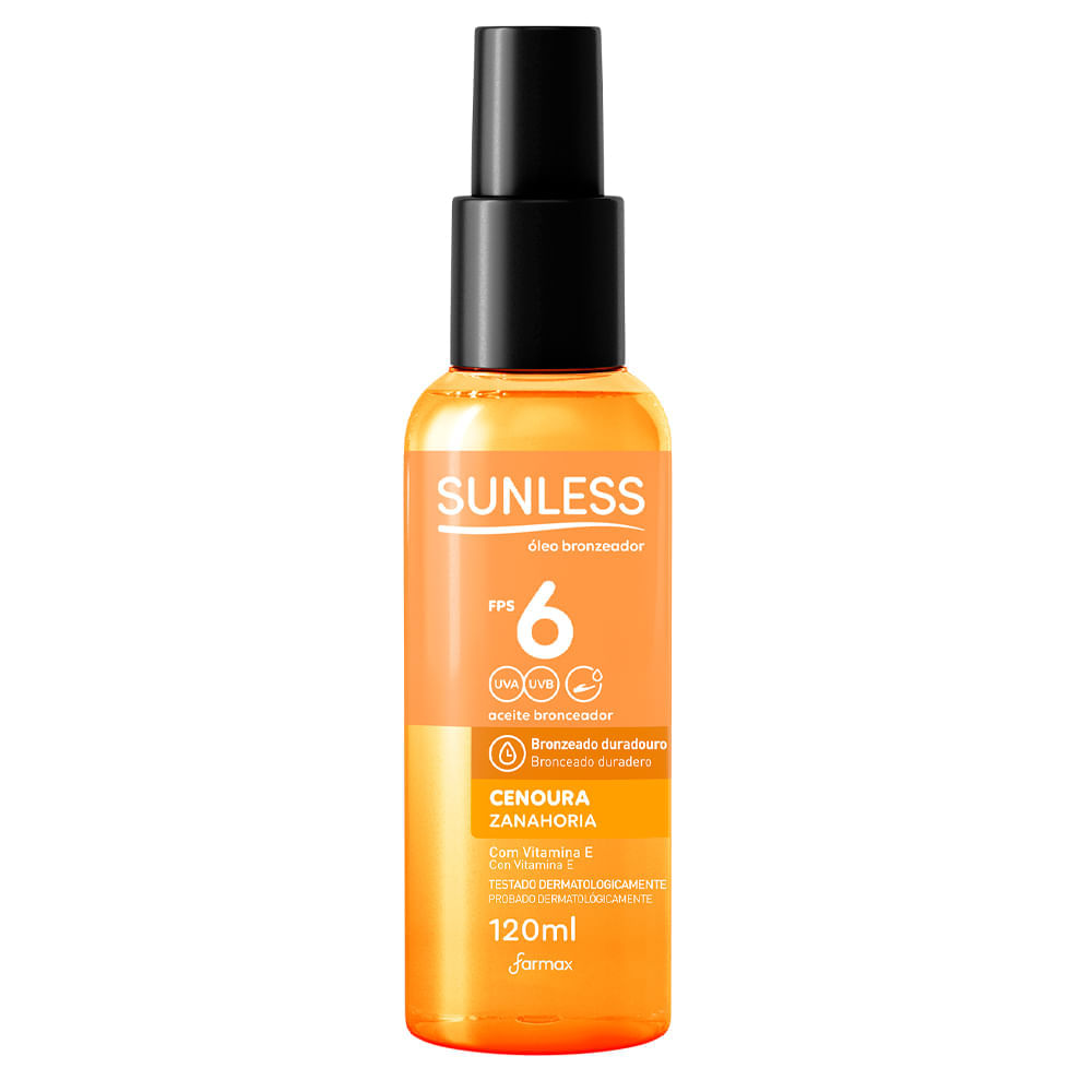 Óleo Bronzeador Sunless Fps 6 Cenoura 120ml