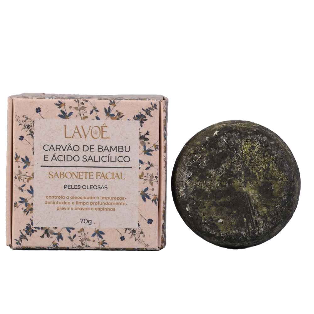 SABONETE FACIAL DE CARVÃO DE BAMBU E ÁCIDO SALICÍLICO EM BARRA LAVOÊ 70GR