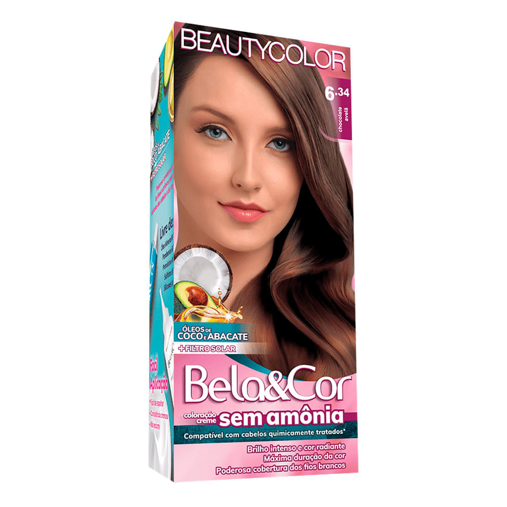 Tintura Bela&Cor Sem Amônia Chocolate Avela 6.34
