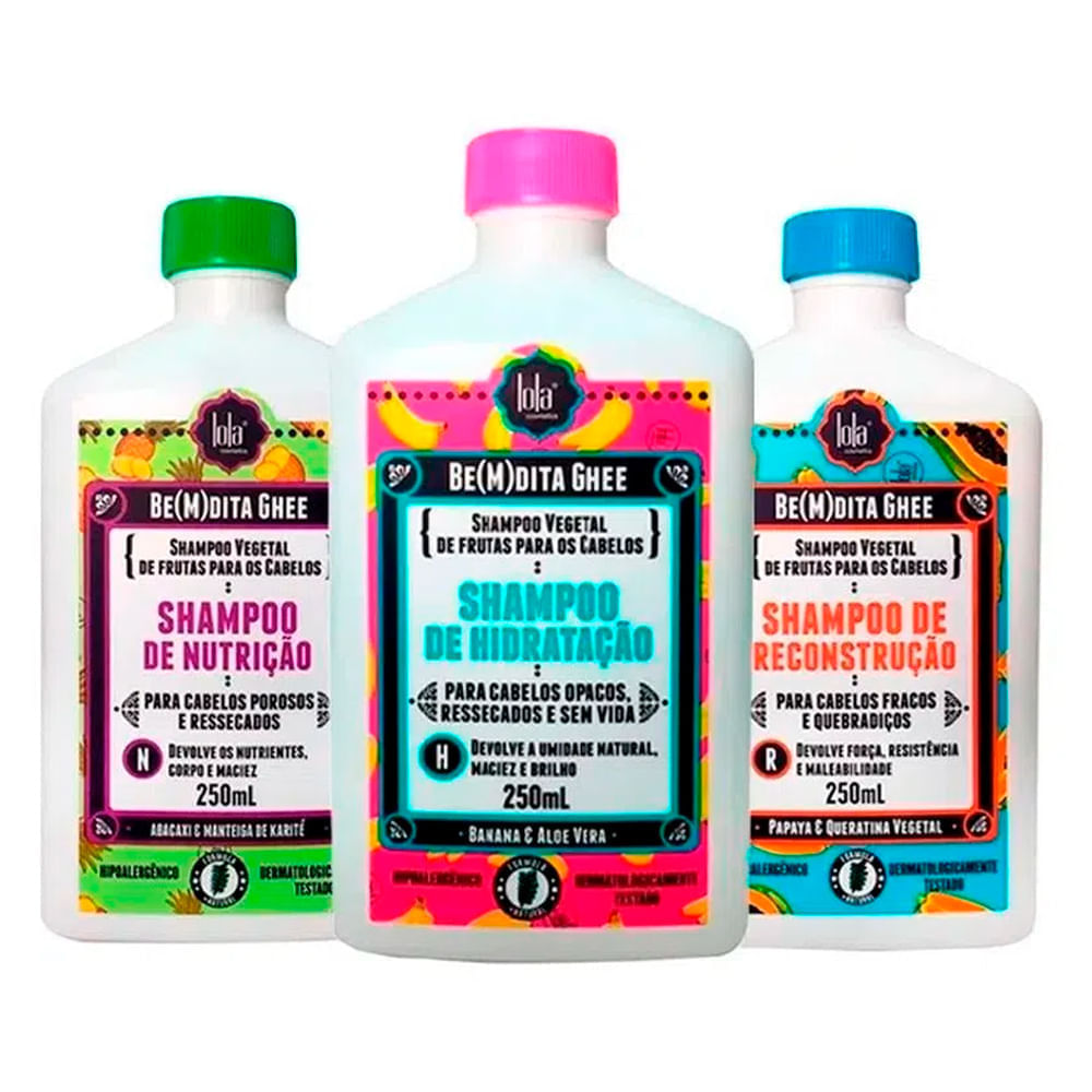 Kit Shampoo Lola Cronograma Capilar Be(M)dita Ghee 3 Unidades
