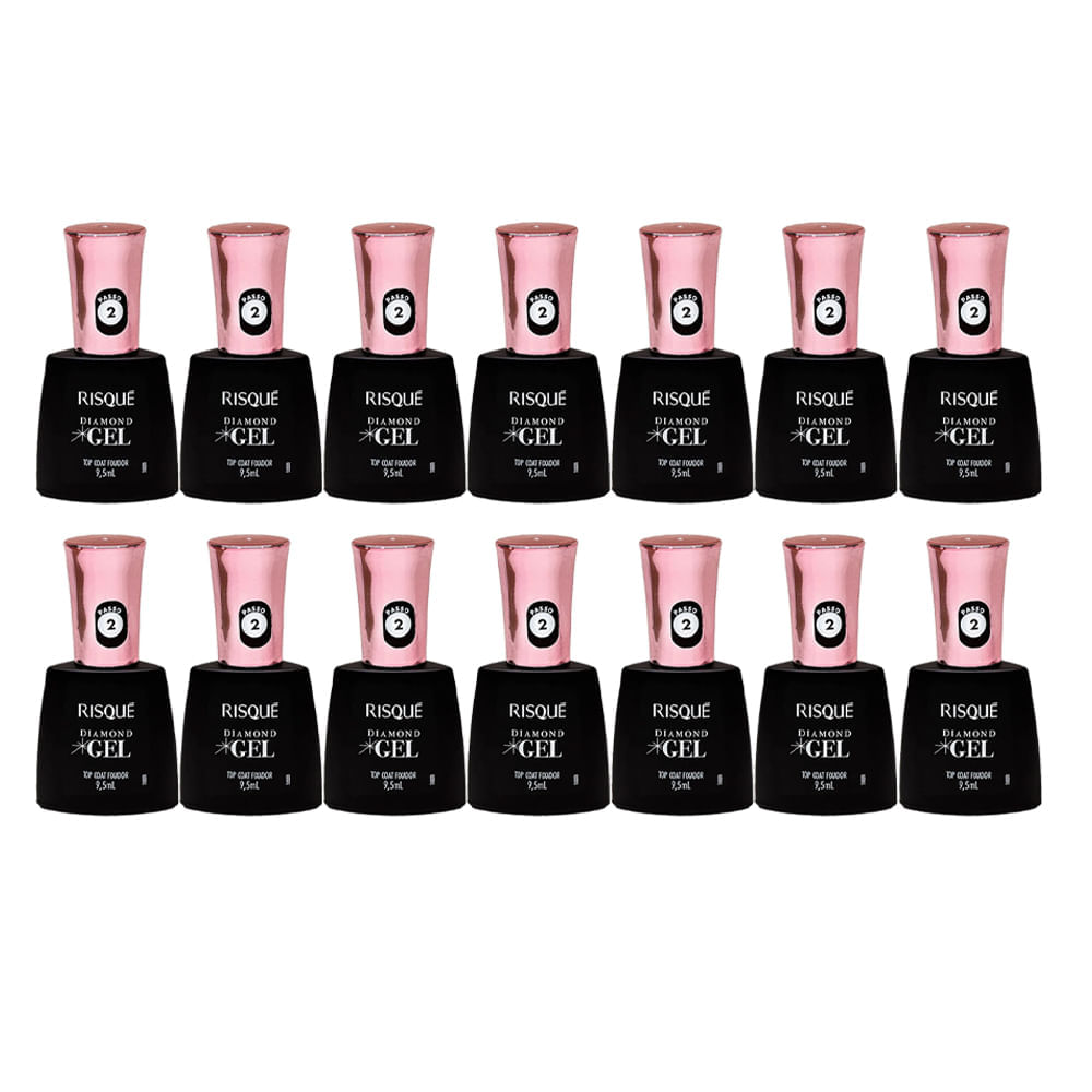 Kit Risqué Top Coat Fixador Diamond Gel - 14 unidades