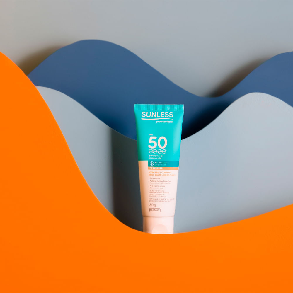 Protetor Solar Facial Com Cor Sunless FPS 50 60g Bege Claro