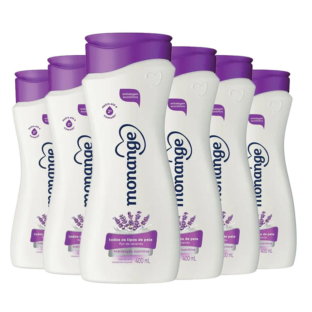 Kit Creme Hidratante Corporal Monange Flor de Lavanda 400ml 6 Unidades