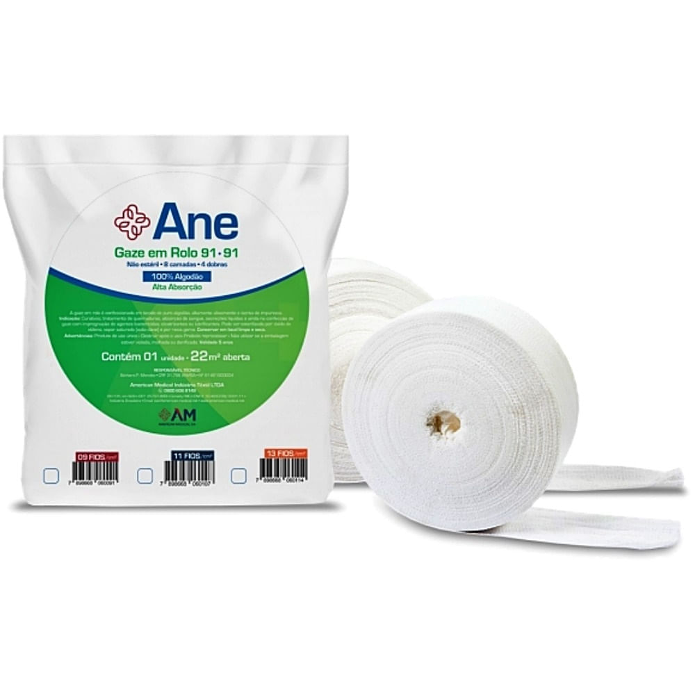 Compressa Gaze American Medical Ane 9 Fios Rolo 91cmx91m 1 Unidade