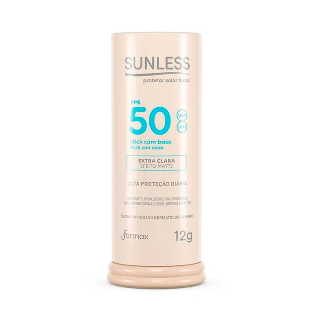 Protetor Solar Facial Sunless Stick Com  Base Extra Clara 12g
