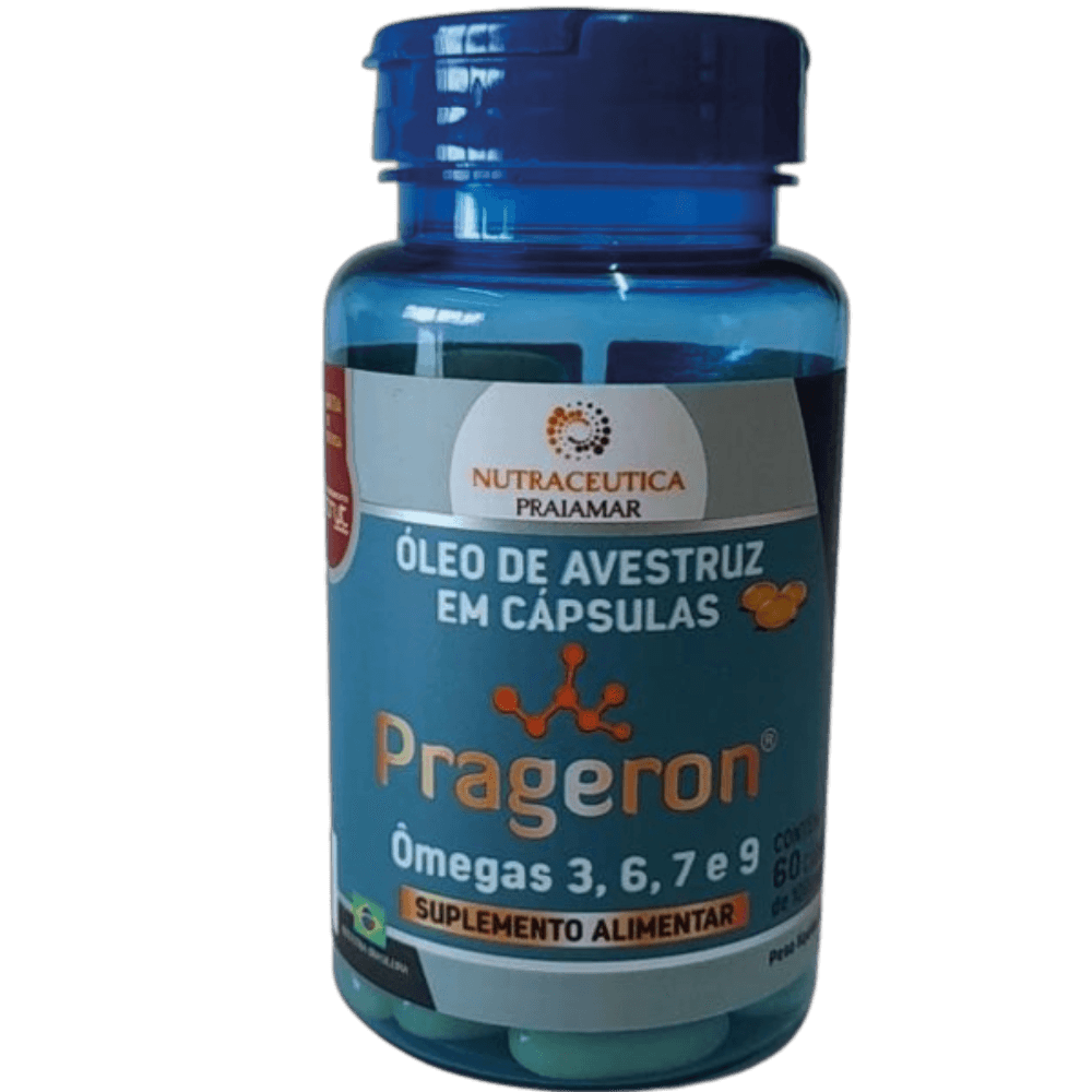 Suplemento Prageron Óleo de Avestruz 60 Cápsulas de 500mg