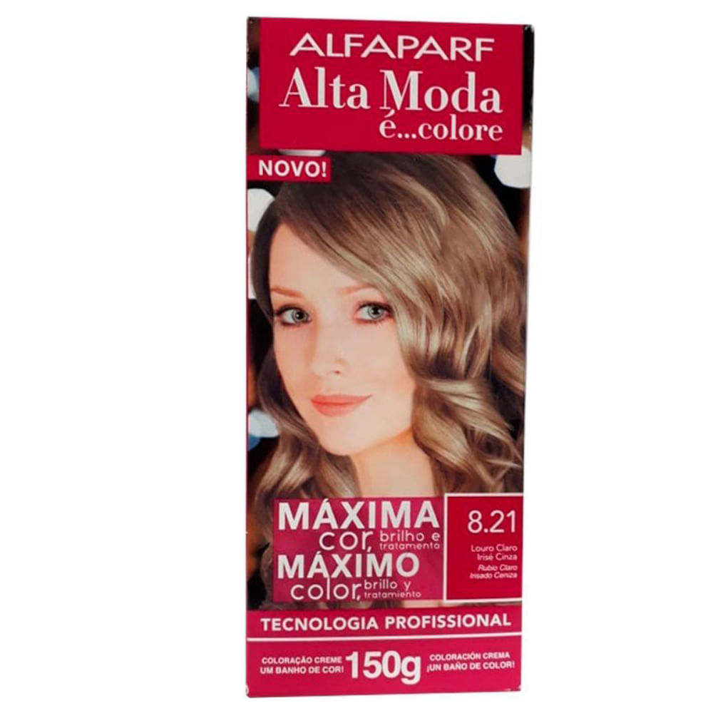 Tintura Alta Moda Louro Claro Irisé Cinza 8.21