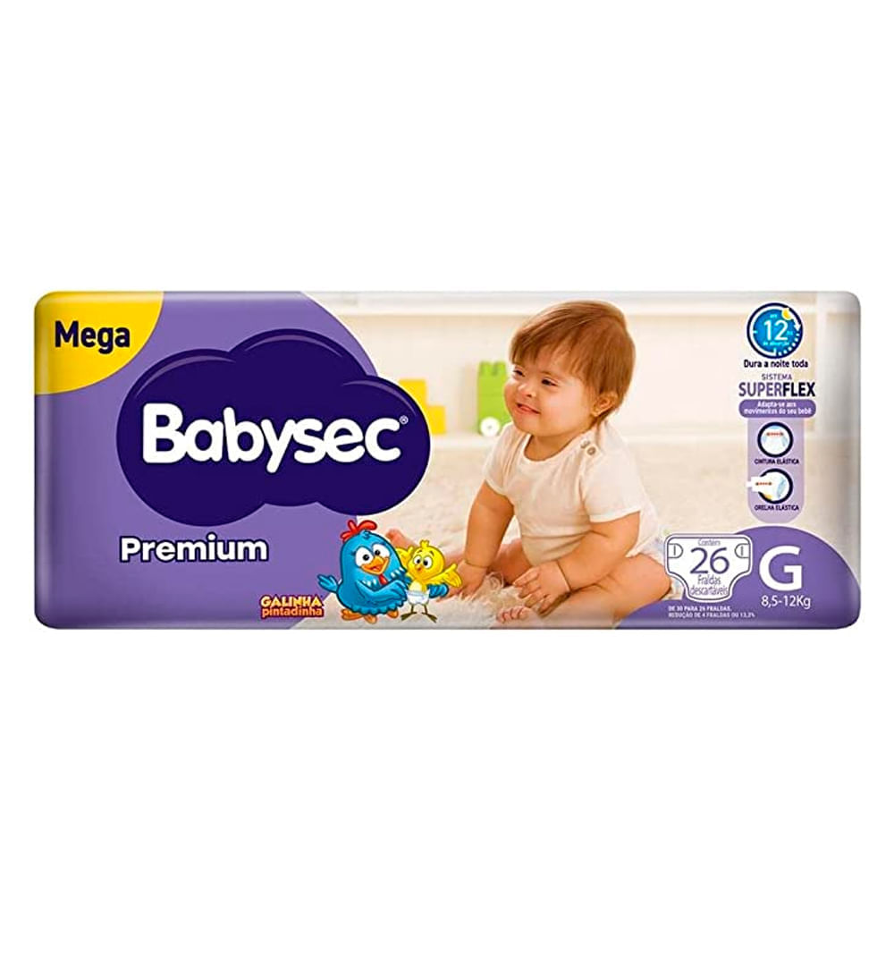 Fralda Descartável Babysec Galinha Pintadinha Premium G 26 Tiras