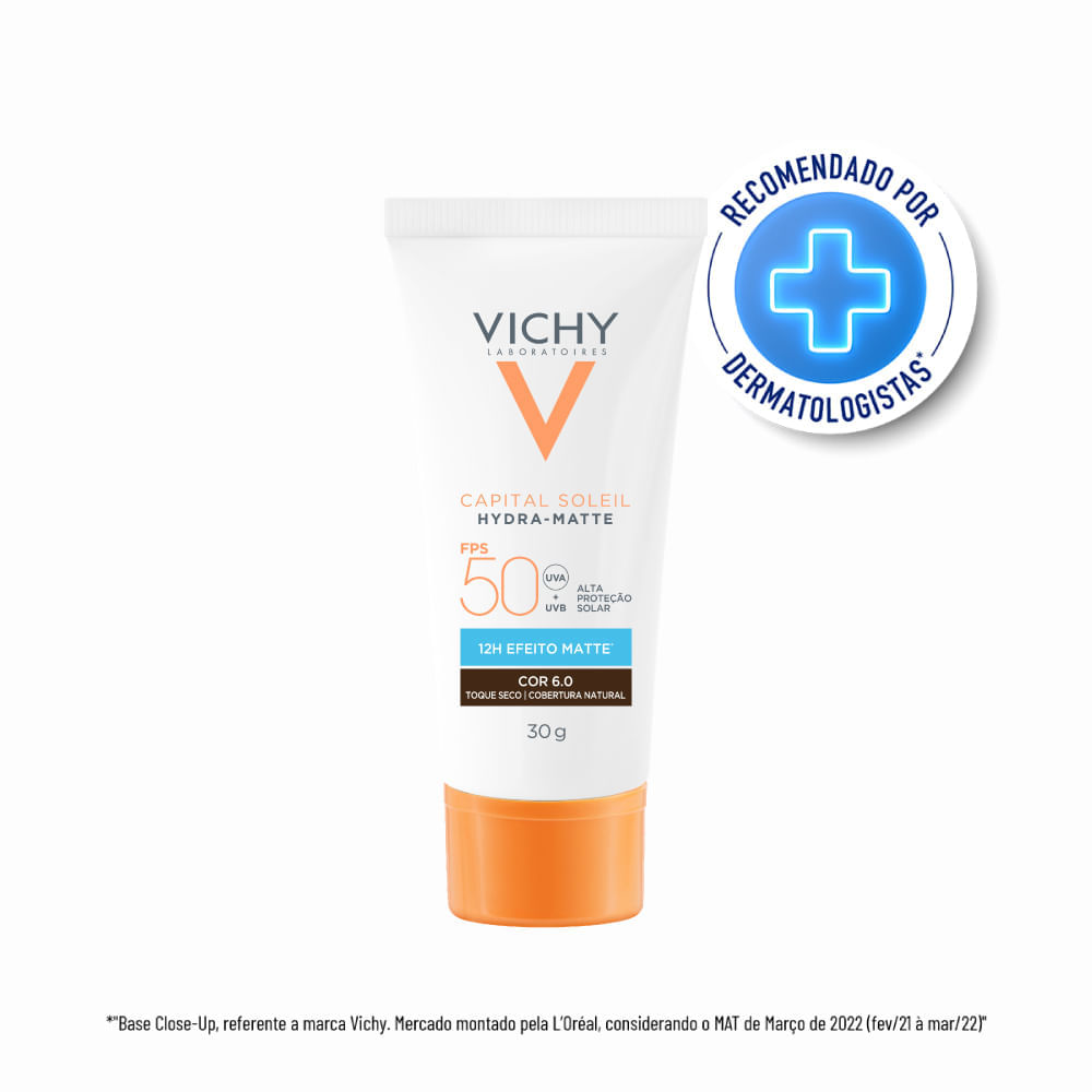 Protetor Solar Facial Vichy Capital Soleil Hydra-Matte FPS 50 Cor 6.0 30g