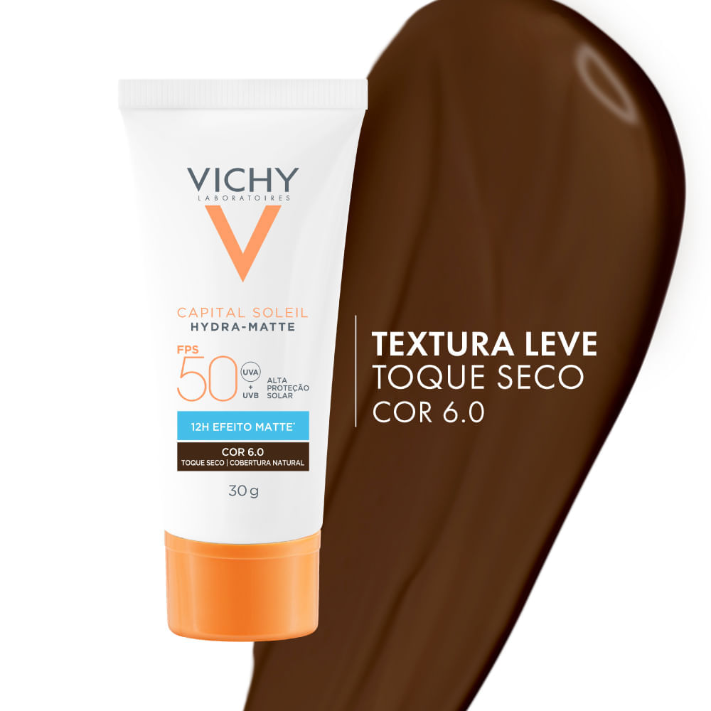 Protetor Solar Facial Vichy Capital Soleil Hydra-Matte FPS 50 Cor 6.0 30g