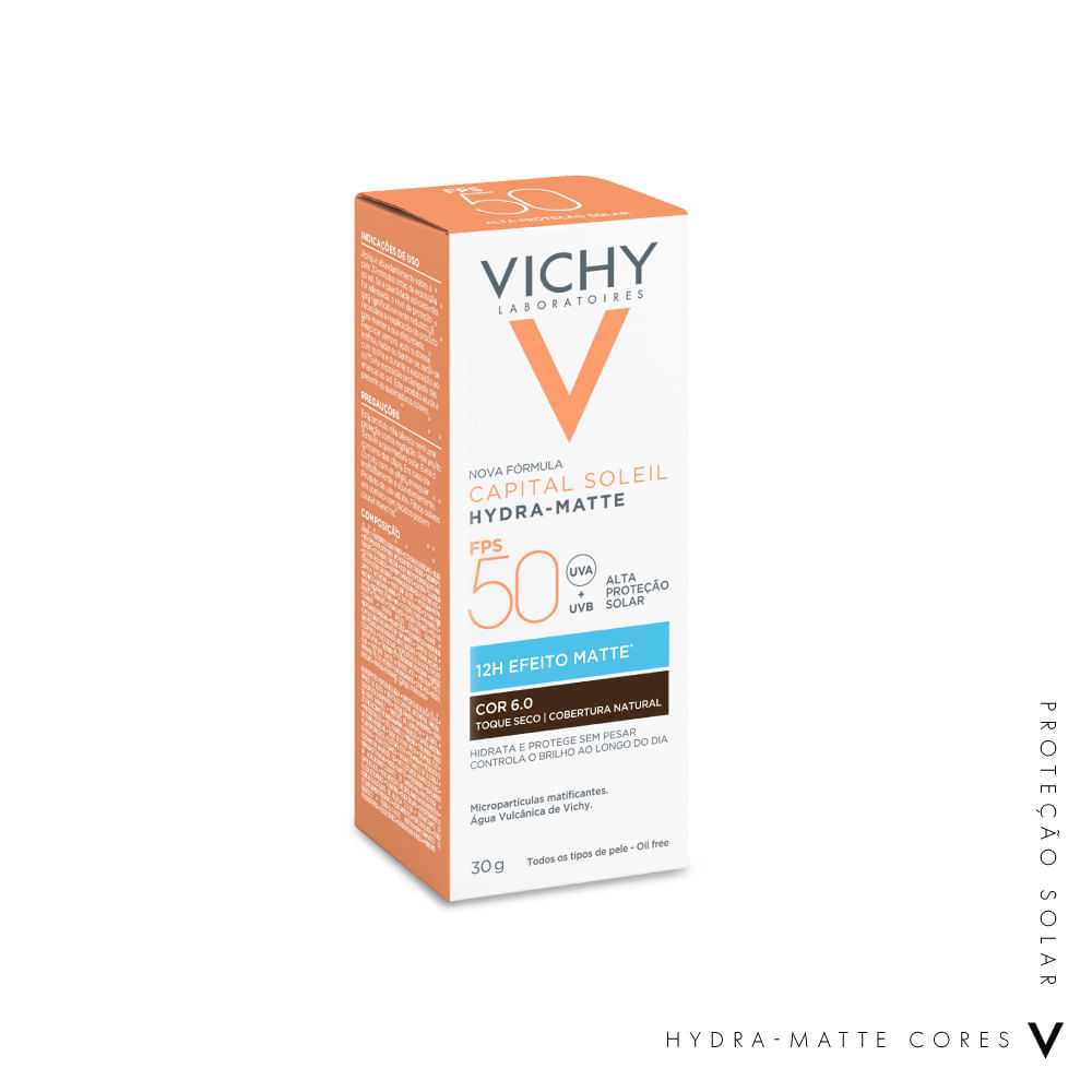 Protetor Solar Facial Vichy Capital Soleil Hydra-Matte FPS 50 Cor 6.0 30g