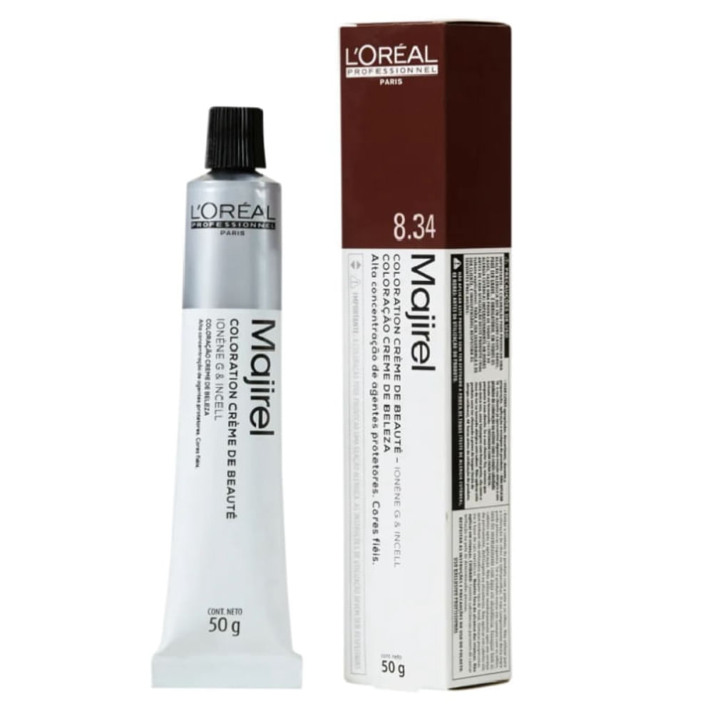Tintura Creme Majirel Louro Claro Dourado Acobreado 8.34