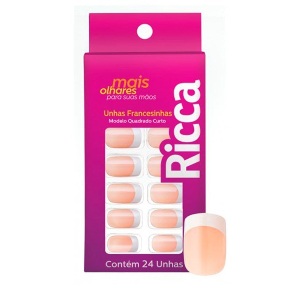 Unhas Postiças Ricca Francesinha Rosa - 1338