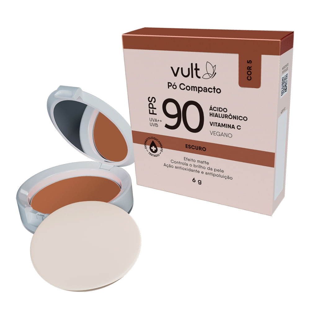 Pó Compacto Facial Vult Fps90 Cor 4 Médio Escuro