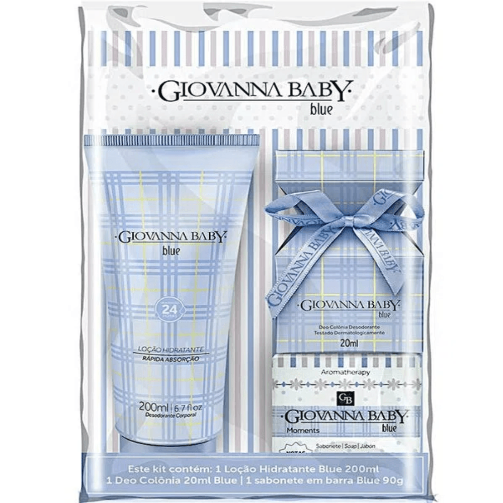 Kit Giovanna Baby Blue Loção Hidratante + Colônia + Sabonete em Barra
