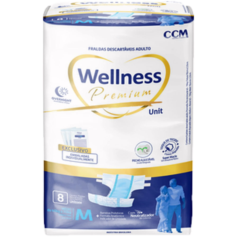 Fralda Geriátrica Wellness Premium Tamanho M Com 08 Fraldas