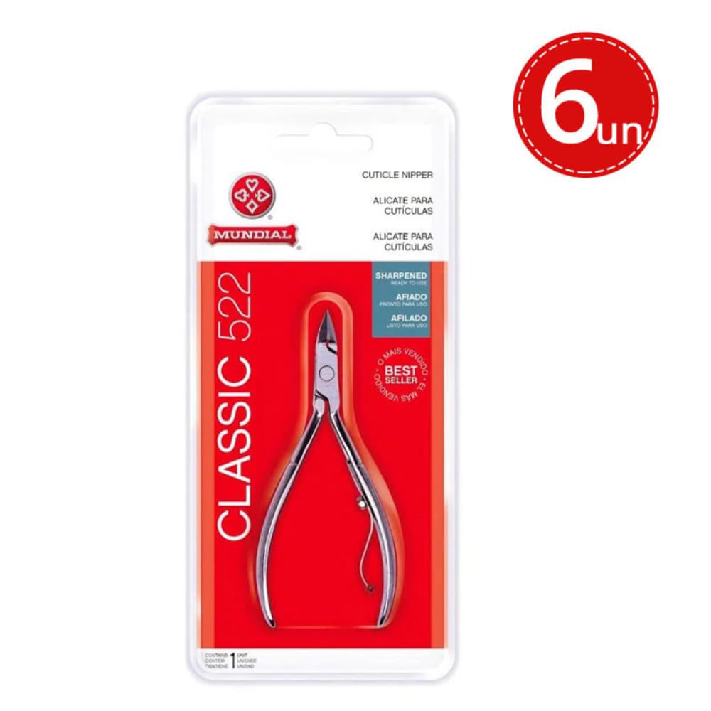 Kit Alicate Cuticula Mundial 522 10cm 6 Unidades