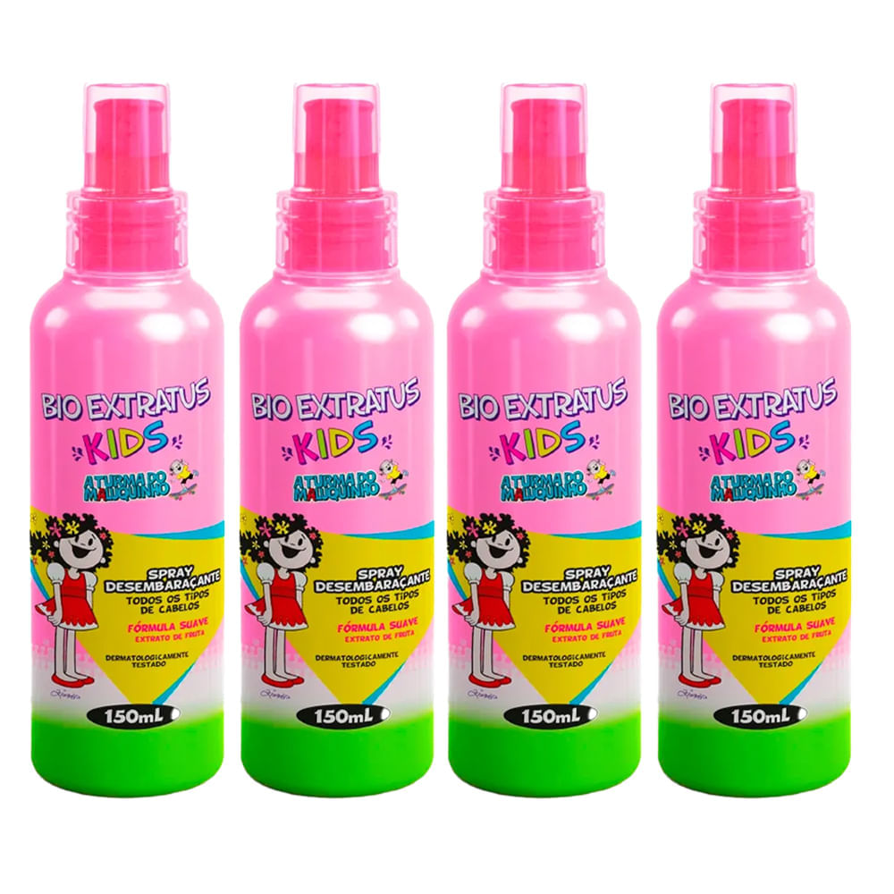 Kit Spray Infantil Desembaraçante Bio Extratus Turma Do Maluquinho 150ml 4 Unidades