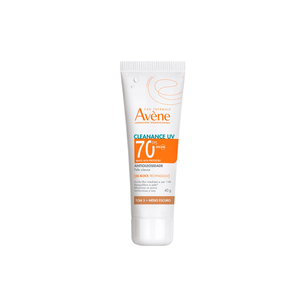 Protetor Solar Facial Avène Cleanance Uv Fps 70 Tom 3 Médio Escuro 40 G