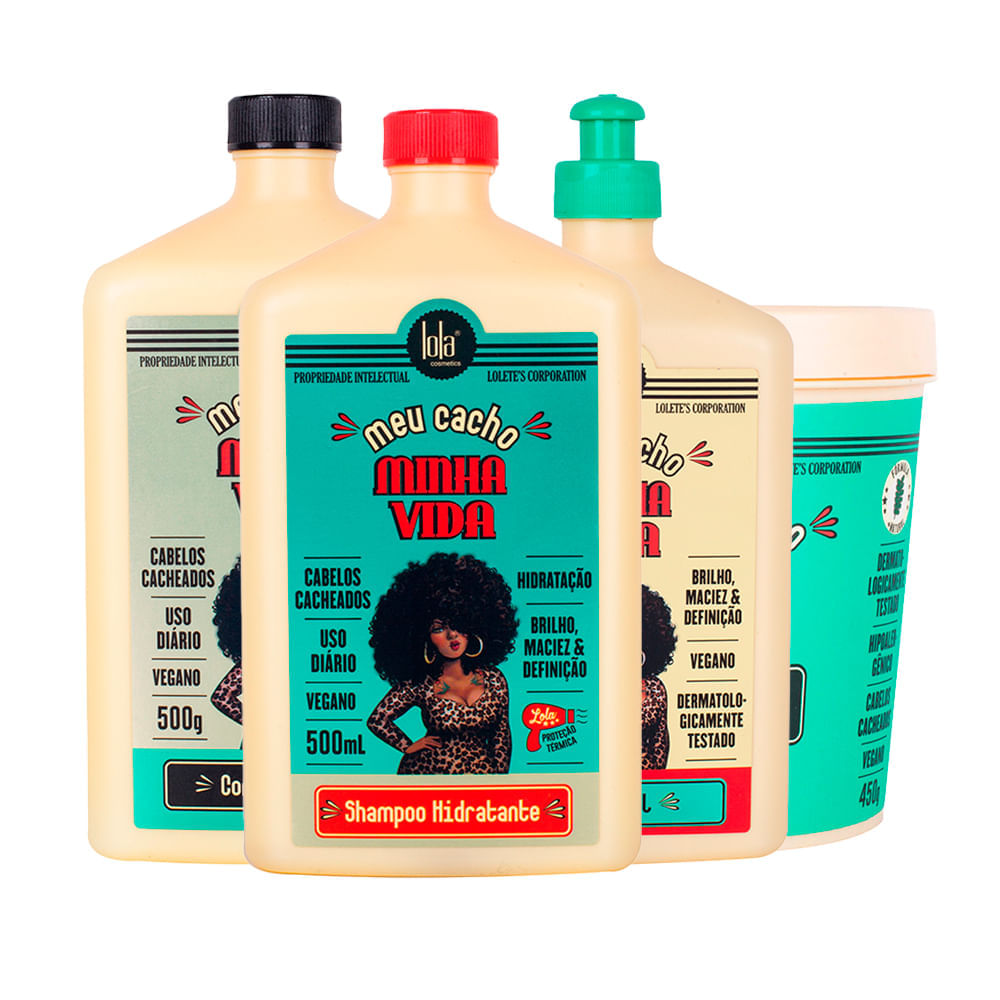 Kit Lola Cosmetics Hidratação Meu Cacho Minha Vida Finalizador Jelly Gel 500g + 3 Produtos