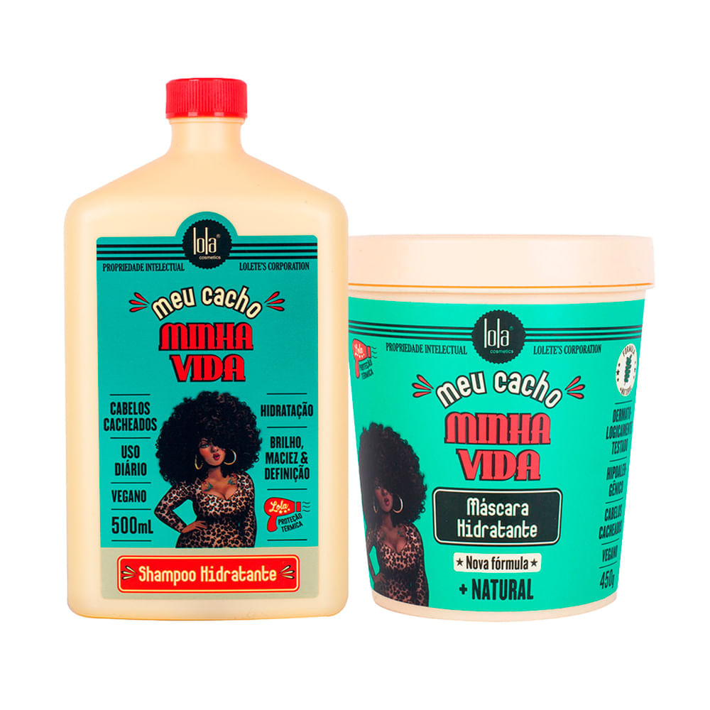 Kit Lola Cosmetics Hidratação Meu Cacho Minha Vida Shampoo 500 ml + Máscara de Hidratação 450 g