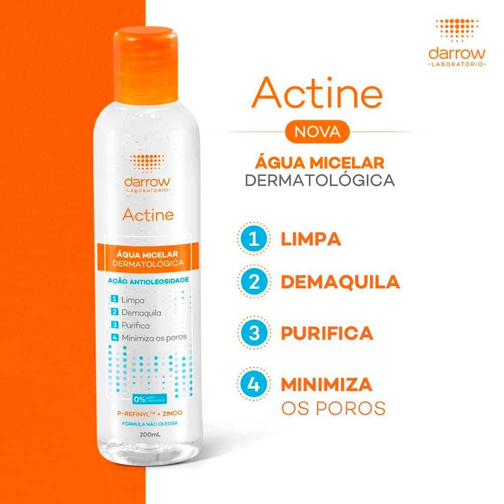Água Micelar Facial de Limpeza Darrow Actine 100ml
