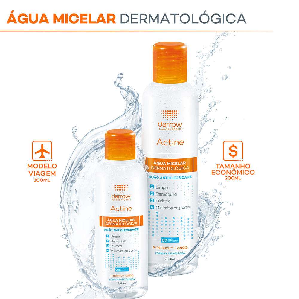 Água Micelar Facial de Limpeza Darrow Actine 100ml