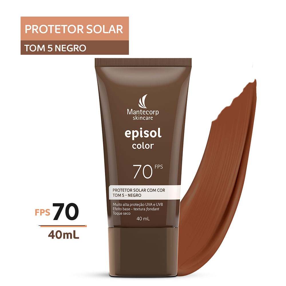 Protetor Solar Facial Mantecorp Episol Color Tom 5 Negro FPS 70 40ml