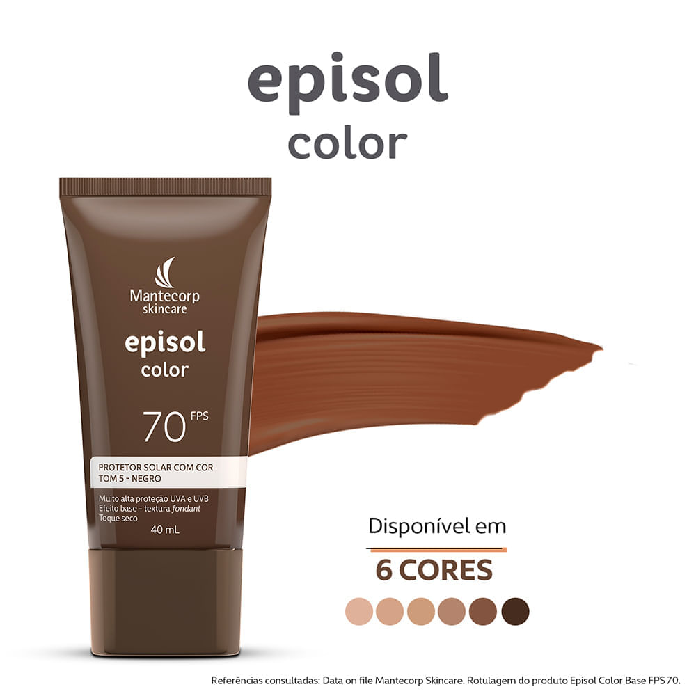Protetor Solar Facial Mantecorp Episol Color Tom 5 Negro FPS 70 40ml