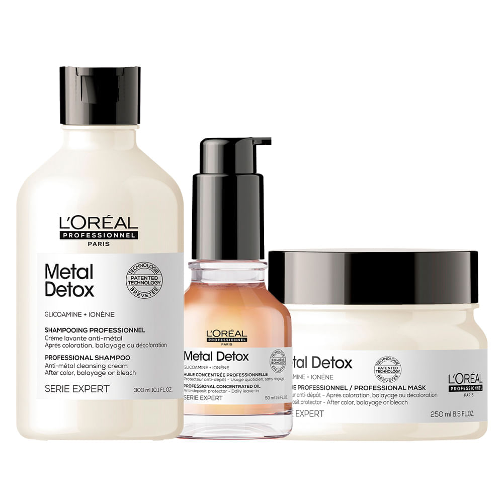 Kit L'Oréal Professionnel Serie Expert Metal Detox Shampoo 300 ml + Óleo Capilar 50 ml + Máscara Protetora 250 g