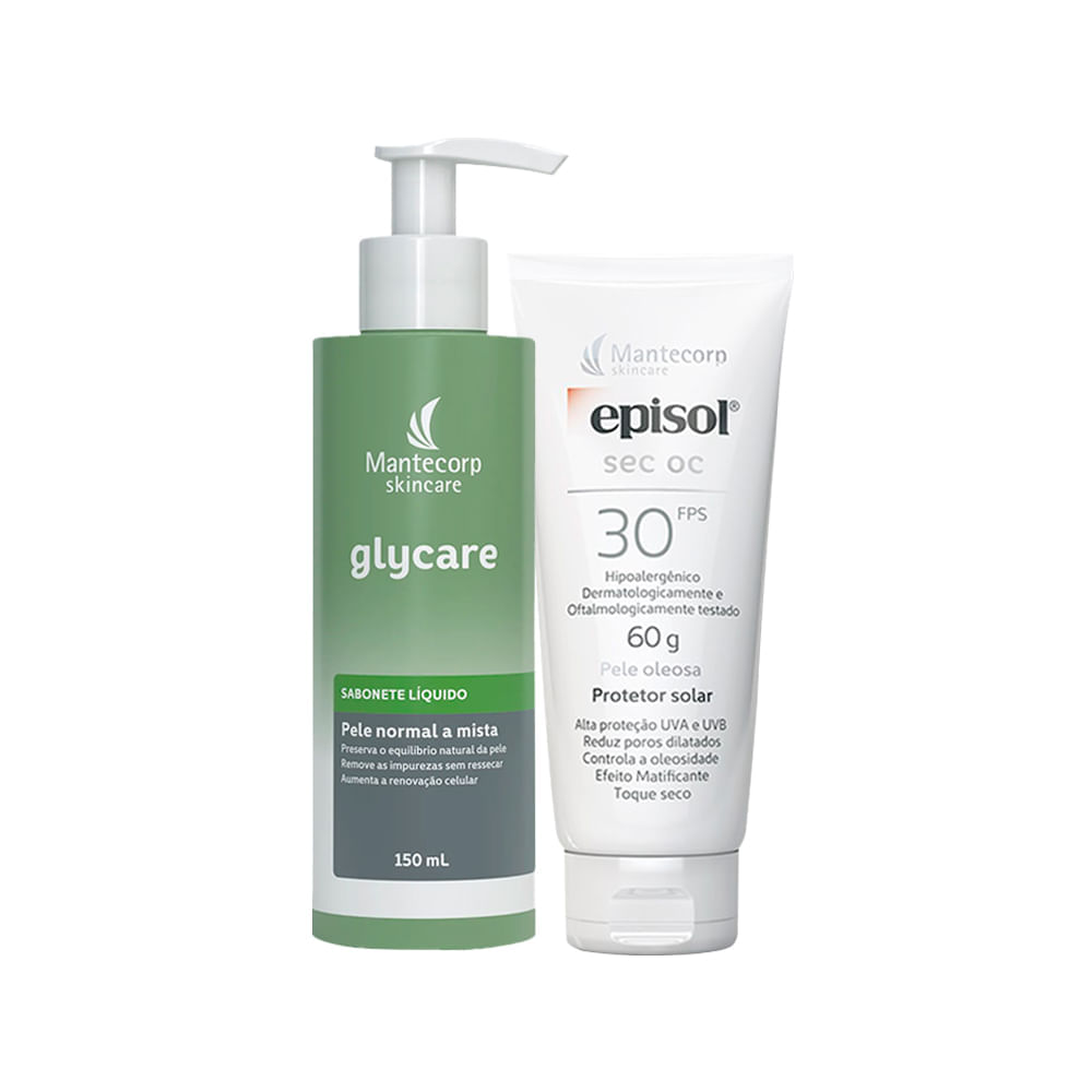 Kit Limpeza Mantecorp - Sabonete Líquido Facial 150 ml + Protetor Solar Facial FPS 30 60 g