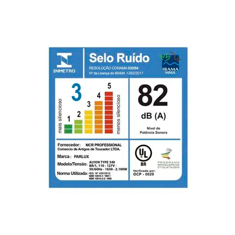 Secador De Cabelo Alyon Parlux Preto 110V
