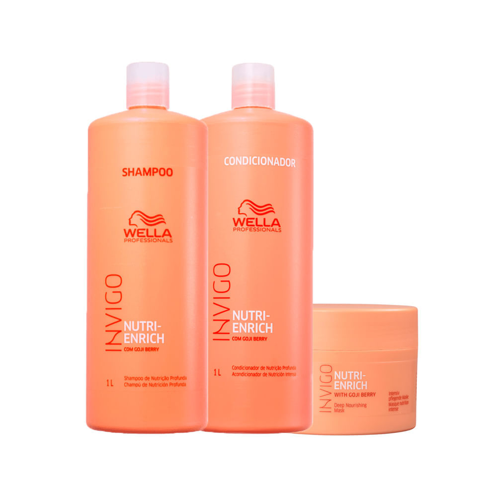 Kit Wella Professionals Invigo Nutri Enrich Shampoo 1000 ml + Condicionador 1000 ml + Máscara 150 ml