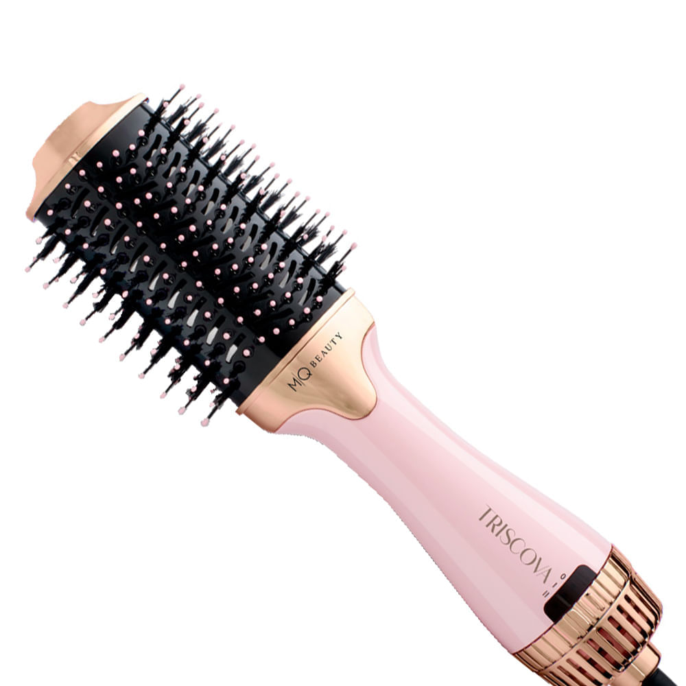 Escova Modeladora MQ Beauty Triscova de Black Ceramic Íon Rosa 220V