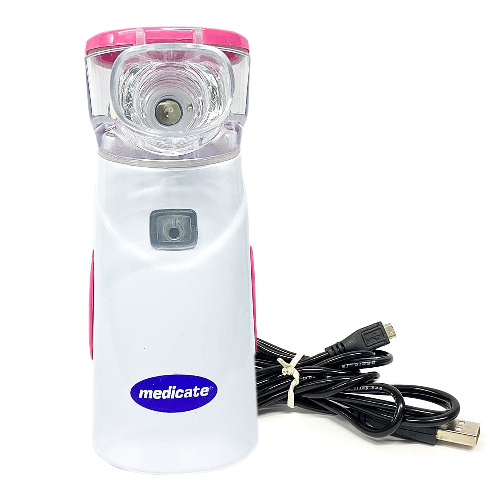 Nebulizador Portátil Medicate Air Mesh Colors MD4400 Cor Rosa com Cabo USB