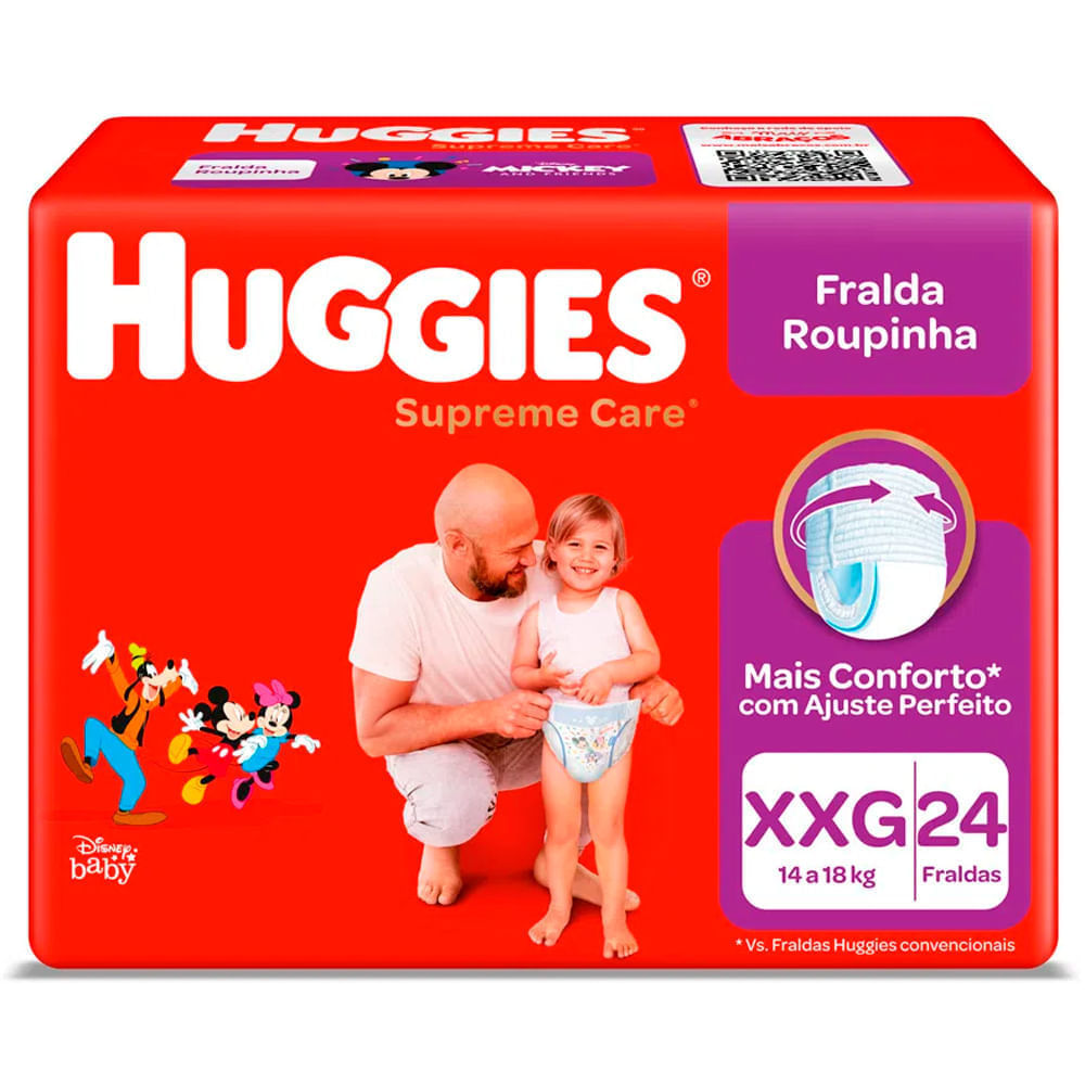 Fralda Huggies Roupinha Supreme Care Tamanho XXG Pacote Com 24 Unidades