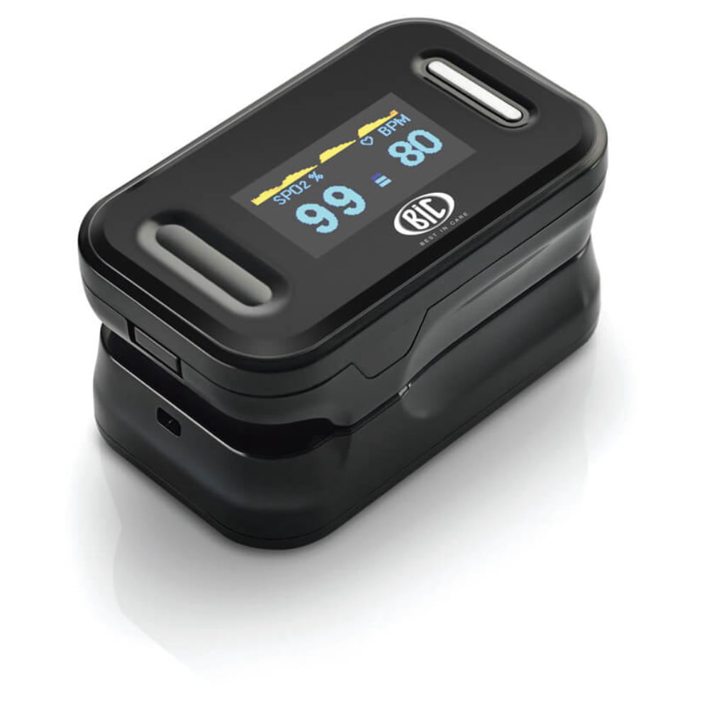 Oxímetro de Pulso para Dedo Portátil Adulto com Curva YK-80B Preto BIC