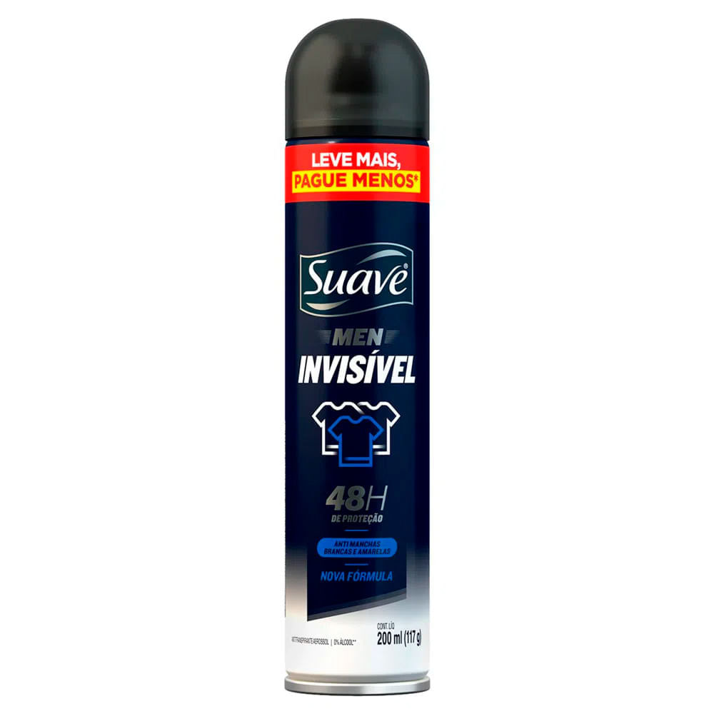 Desodorante Aerosol Suave Men Invisible 48 horas de Proteção 200ml